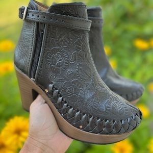 Beautiful hand carved leather Mexican booties